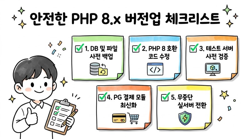 안전한 PHP 8.x 버전업 체크리스트 인포그래픽